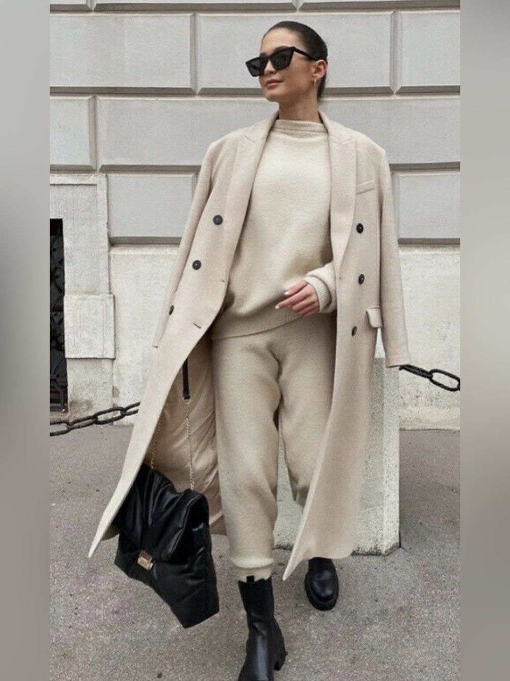 NWOT Zara wool double breasted wool blend coat sand - Picture 2 of 10